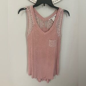 American Rag Blush Pink Lace-Back Tank
